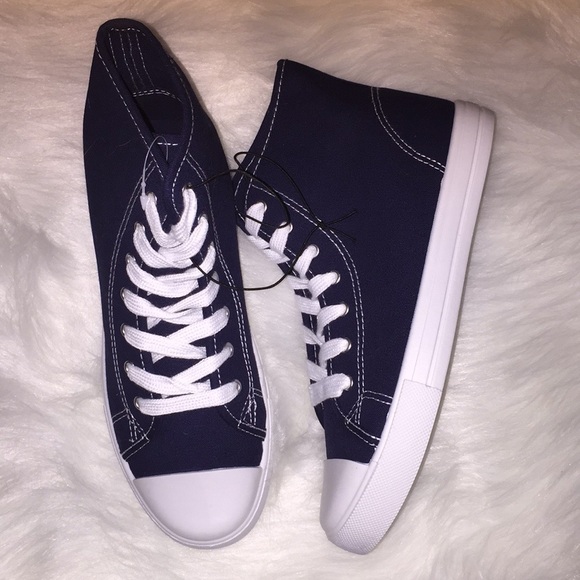 Navy High Top Tennis Shoes (New) - Picture 6 of 6